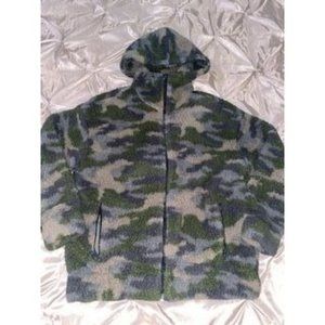 Aerie Offline Fleece Camouflage Hoodie Jacket-XS